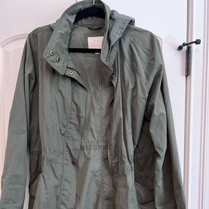 Olive rain coat